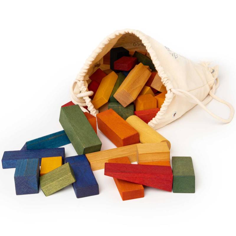 Wooden Story - Bauklötze Regenbogen XL, 30 Teile im Sack von Wooden Story