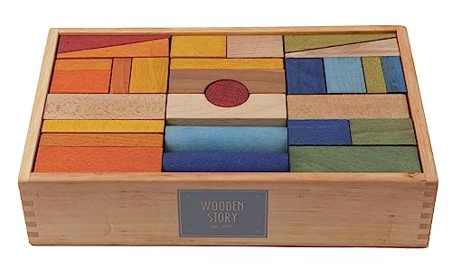 Wooden Story Regenbogen Holzklötze XL 63 Teile von Wooden Story