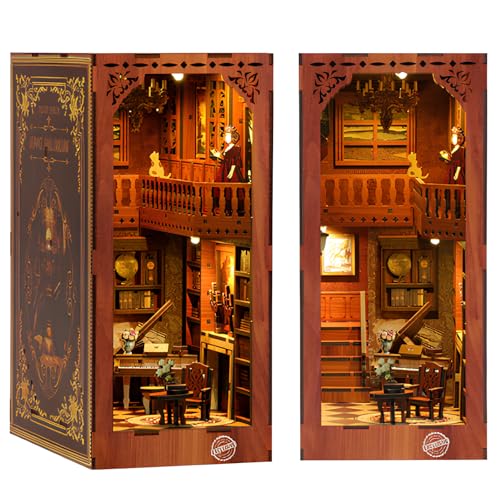 Wooderma Book Nook Puppenhaus Holz, DIY Book Nook Bibliothek Kit, Miniatur Puppenhaus mit LED Leuchten, Bücherecke Deko, Modellbausätze für Erwachsene Teens, Miniatur Haus Kit für Bücherregal Deko Wooderma Book Nook Puppenhaus Holz, DIY Book Nook Bibliothek Kit, Miniatur Puppenhaus mit LED Leuchten, Bücherecke Deko, Modellbausätze für Erwachsene Teens, Miniatur Haus Kit für Bücherregal Deko von Wooderma