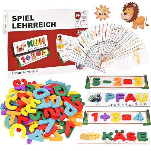 Wooderma Buchstaben Lernen Lernspiele, Vorschule Buchstaben Holz, Montessori Spielzeug, Kinderspielzeug ab 3 Jahre, Einschulung Geschenk ab 3 4 5 6 7 8 Jahren Jungen Mädchen von Wooderma