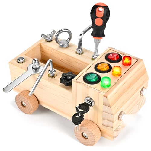 Wooderma Montessori Schraubendreherbrett | Montessori Schraubbrett Spielzeug ab 3 4 5 Jahre | Lernspielzeug Busy Board | Activity Board Motorikboard | Motorikspielzeug Holzspielzeug für Kleinkinder von Wooderma