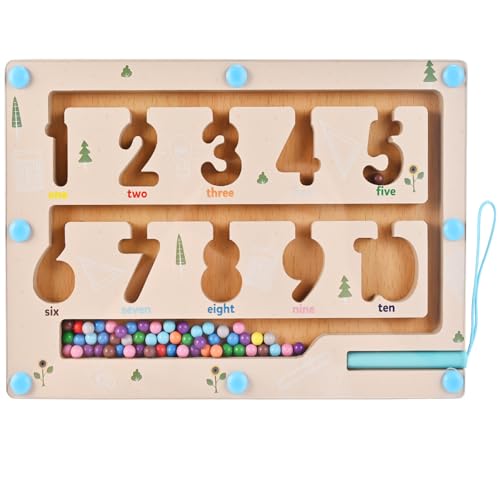 Wooderma Montessori Spielzeug Magnetspiel Labyrinth ab 2 3 4 5 Jahre, Magnet Spielzeug, Motorikspielzeug Holzspielzeug Sortierspiel Lernspiele Kinderspielzeug, Puzzle Board Spiele, Geschenk für Kinder von Wooderma