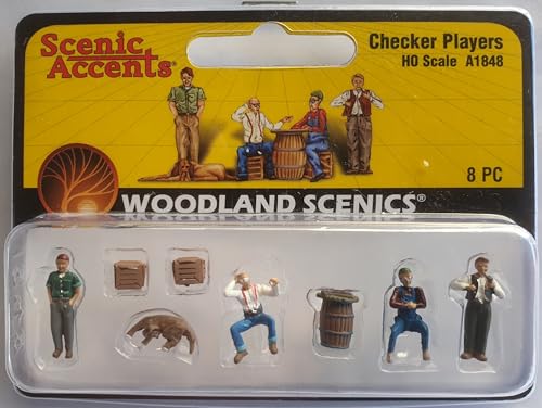 Woodland Scenics A1848 Damespieler Brettspieler Figuren Fass Hund Spur H0 HO 1:87 WA1848 Checker Players von Woodland Scenics