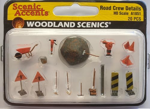 Woodland Scenics A1851 Baustelle Geräte Absicherung Werkzeuge Presslufthammer Spur H0 HO 1:87 Road Crew Details von Woodland Scenics