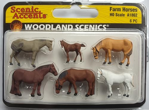 Woodland Scenics A1862 Pferde Pfohlen Pferdeweide Reiterhof Bauernhof Figuren Spur H0 HO 1:87 Farm Horses von Woodland Scenics