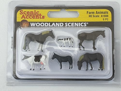 Woodland Scenics A1888 Bauernhof Pferde Esel Kuh Kalb Farmtiere Figuren Spur H0 HO 1:87 Animals von Woodland Scenics