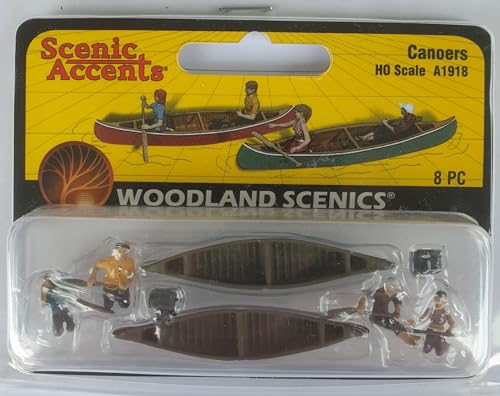 Woodland Scenics A1918 Kanufahrer 2 Kanus grün und rot 4 Figuren sitzend Personen Canoers Diorama 1:87 Spur H0 HO von Woodland Scenics