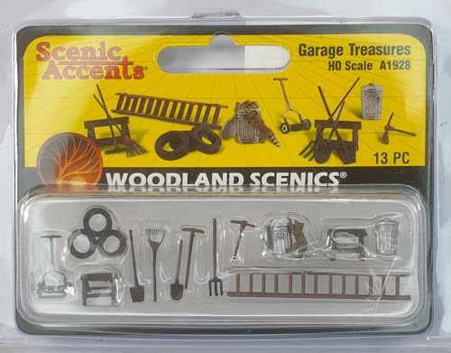 Woodland Scenics A1928 Gartengerätschaften Leiter Schaufel Rasenmäher Reifen Figuren Spur H0 HO 1:87 Garage Treasures von Woodland Scenics