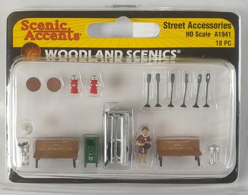 Woodland Scenics A1941 Strassenzubehör Telefonzelle Frau Bänke Hydranten Street Accessories Figuren Spur H0 HO 1:87 von Woodland Scenics