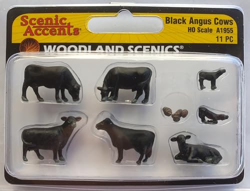 Woodland Scenics A1955 Schwarze Kühe Black Angus Kälber Figuren Spur H0 HO 1:87 Black Angus Cows von Woodland Scenics