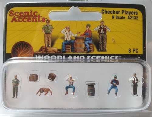 Woodland Scenics A2132 Damespieler Brettspieler Fass Hund Figuren Spur N 1:160 Checker Players von Woodland Scenics