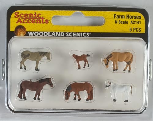 Woodland Scenics A2141 Bauernhof Pferde Pfohlen Figuren Spur N 1:160 Farm Horses von Woodland Scenics