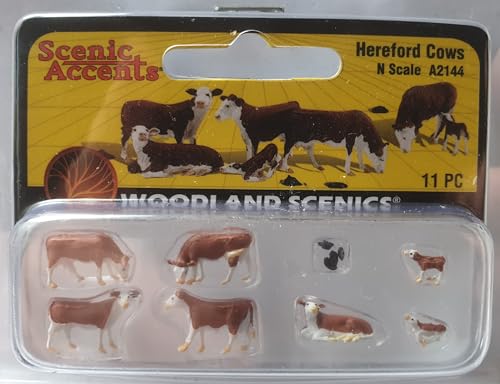 Woodland Scenics A2144 braunweiße Kühe Kälber Kuhfladen Figuren Spur N 1:160 Hereford Cows von Woodland Scenics