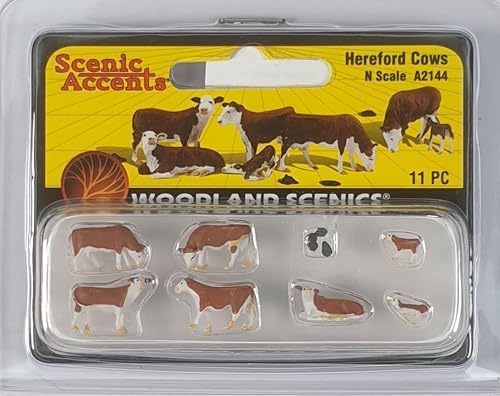 Woodland Scenics A2144 braunweiße Kühe Kälber Kuhfladen Figuren Spur N 1:160 Hereford Cows von Woodland Scenics