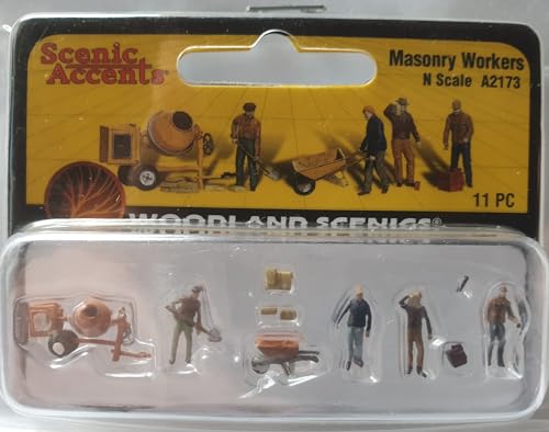 Woodland Scenics A2173 Hausbauer Maurer Zementmischer Schubkarre Figuren Spur N 1:160 Masonary Workers von Woodland Scenics