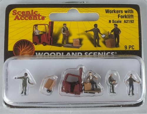 Woodland Scenics A2192 Lagerarbeiter Gabelstapler Kisten Karre Palette Figuren Spur N 1:160 Workers with Forklift von Woodland Scenics