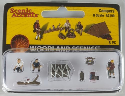 Woodland Scenics A2199 Zelt Camping Wanderer Feuerstelle Figuren Spur N 1:160 Campers von Woodland Scenics