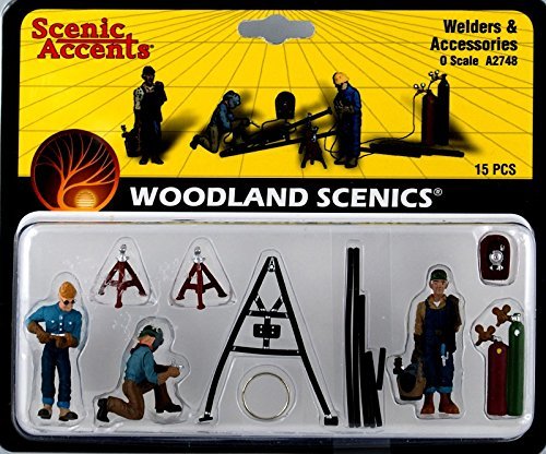 Woodland Scenics A2748 Schweißer Arbeiter Handwerker Klempner und Zubehör Gasflaschen Schweißböcke Figuren für Spur 0 O 1:43 von Woodland Scenics