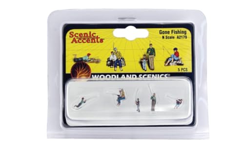 Woodland Scenics A2179 sechs Angler Fischer Angeln Fischen Figuren Angelruten Vater Sohn Gone Fishing für Spur N 1:160 von Woodland Scenics