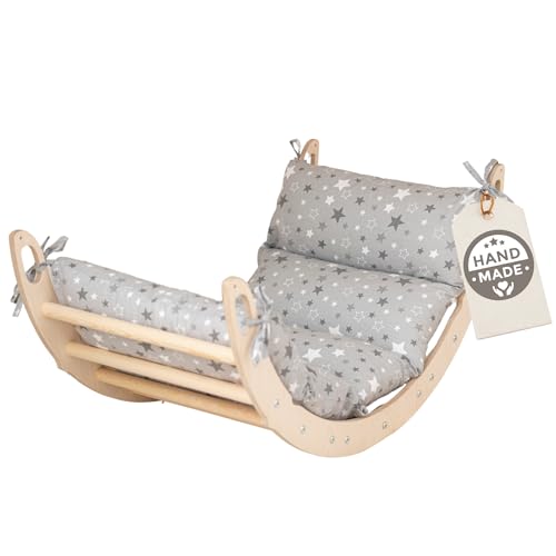 WoodsCraft Kletterbogen mit Kissen - Holz Klettergerüst Indoor - Hypoallergen Kissen für Kletterbogen, Holzwippe, Bogenwippe - Montessori Kletterspielzeug - Baby Klettern Indoor - Wippe Kinder WoodsCraft Kletterbogen mit Kissen - Holz Klettergerüst Indoor - Hypoallergen Kissen für Kletterbogen, Holzwippe, Bogenwippe - Montessori Kletterspielzeug - Baby Klettern Indoor - Wippe Kinder von WoodsCraft