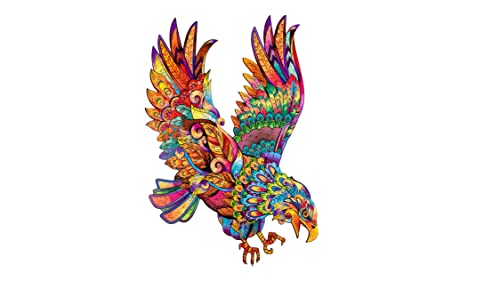 WOODVIO - Holzpuzzle für Erwachsene und Kinder - Adler, vogelförmiges Fantasiepuzzle, 207 einzigartige Stücke, Größe King (49 x 33 cm) von Woodvio