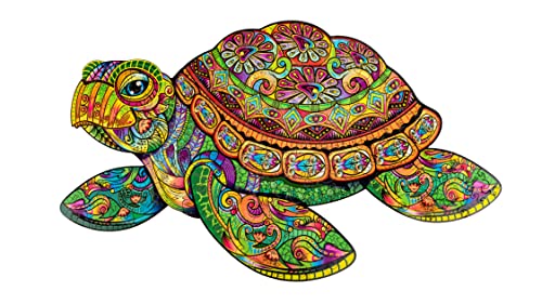 WOODVIO - Holzpuzzle für Erwachsene und Kinder - Schildkröte, reptilienförmiges Fantasiepuzzle, 171 einzigartige Stücke, Größe King (31 x 52 cm) von Woodvio