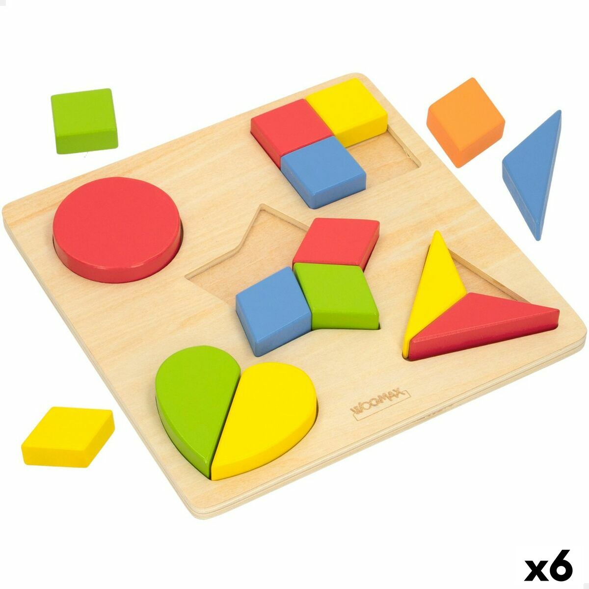 Kinder Puzzle aus Holz Woomax Formen + 12 Monate 16 Stücke (6 Stück) von Woomax