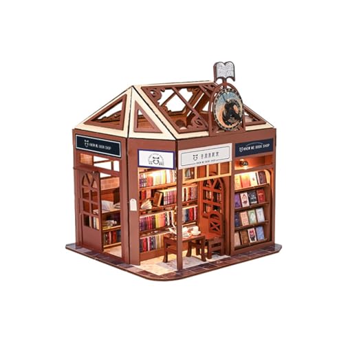 WoondXpuzzle 3D Stereo Holz Buchladen Puzzle Kits für Erwachsene, DIY Kreative Handcrafted Miniatur Holz Kunst Haus, Freunde von WoondXpuzzle