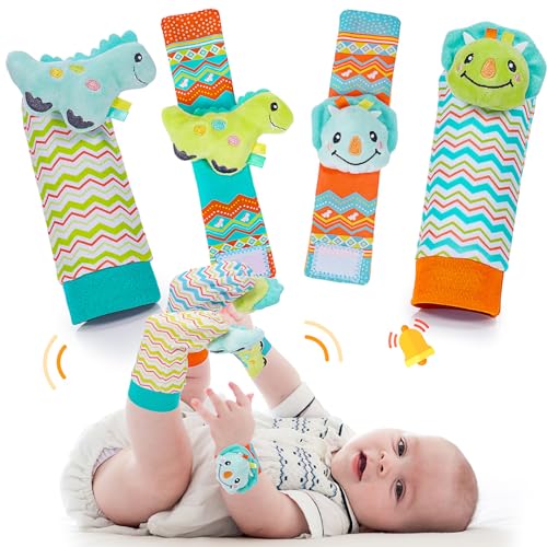 Wootoyz Baby Spielzeug 0 3 6 9 12 Monate, Rasselsocken Baby Spielzeug ab 0-12 Monate Baby Geschenk Junge Dinosaurier Spielzeug ab 0-12 Monate Montessori Spielzeug ab 0-12 Monate Neugeborenen Geschenk von Wootoyz