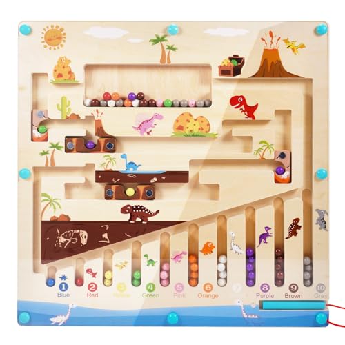 Wootoyz Montessori Spielzeug Magnetspiel Labyrinth ab 3 4 5 6 Jahre, Holzspielzeug Kinderspielzeug Lernspiele ab 3-6 Magnet Spielzeug Kinder Motorikspielzeug Sortierspiel Geschenk für Mädchen Jungen von Wootoyz