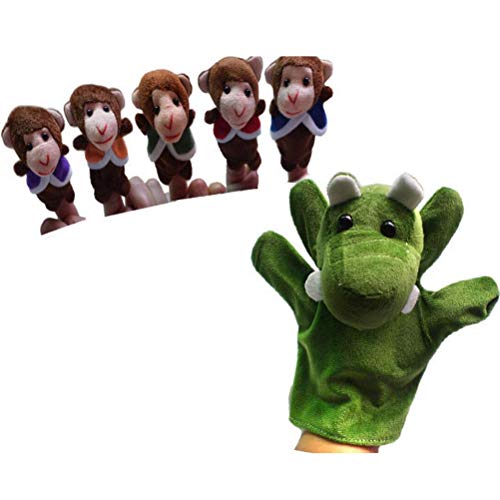 Wopohy Fünf kleine Affen schwingen in einem Baum Fingerpuppen Set - Affen und Alligator Tier Plüsch Fingerpuppe Kinder Kinder Kinderbevorzugungen Geburtstagsfeier Tasche Füllstoffe von Wopohy