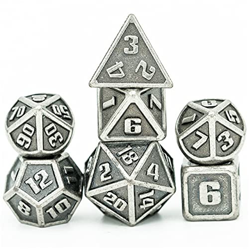 Pen and Paper Würfel Set Mini-Mimir - kleine Metallwürfel im Set für Pen & Paper, 7-teiliges Würfelset, für Dungeons and Dragons, W4 bis W20 von World of Dice