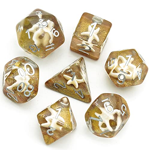 Pen and Paper Würfel Set - Seestern Edition - 7 polyedrische Würfel aus Kunststoff, ideal für D&D, DSA und viele weitere Rollenspiele von World of Dice