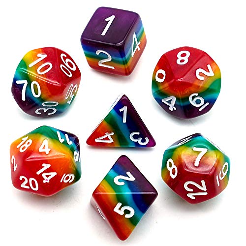 World of Dice Bifröst Regenbogenwürfel - 7-teiliges Pen and Paper Würfelset, für Dungeons and Dragons, Aborea und alle Anderen RPG, Bunte Rollenspiel-Würfel von World of Dice