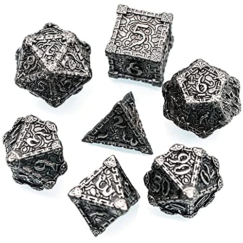 World of Dice - Deadly Dagger Serie - Pen & Paper Metallwürfelset, Würfelset für Dungeons and Dragons, DSA, 7 Würfel, W4 bis W20 von World of Dice