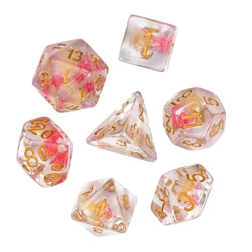 World of Dice Flower Würfelset - polyedrische Pen and Paper Würfel im Set, mit Blumen und Blüten, pink von World of Dice