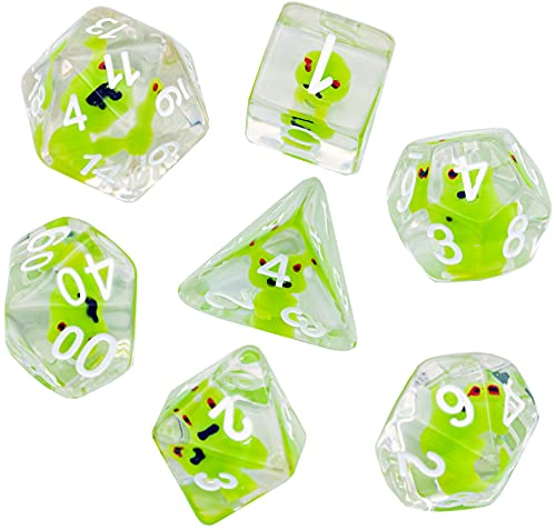 World of Dice - Frog Edition - 7tlg. polyedrisches Würfelset für Pen & Paper, Rollenspiel-Würfel, D20 bis D4, Würfel Set für DND, DSA, UVM.… von World of Dice