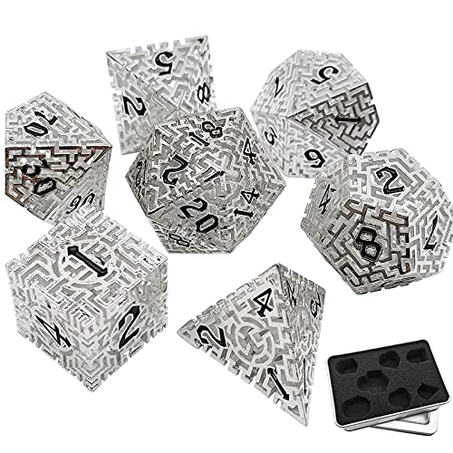 World of Dice - Garden of Minotaurus - Premium DND Würfelset, Metallwürfel, 7-teiliges Würfel-Set für Pen and Paper, Dungeons and Dragons (D&D), DSA, und vieles mehr von World of Dice