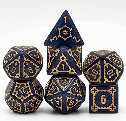 World of Dice - Goliath XL Blue Mystique- große Pen and Paper Würfel, 7-teilig, ideales Würfelset für D&D, DSA, Cthulhu, und viele weiteren RPGs von World of Dice