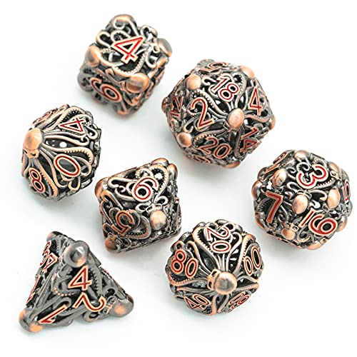 World of Dice - Kraken Würfel - Premium Würfelset für alle Pen & Paper RPG, Metallwürfel mit Drachen, 7-teilige edle Würfel, inkl. Etui (mit Aluminium-Etui) von World of Dice