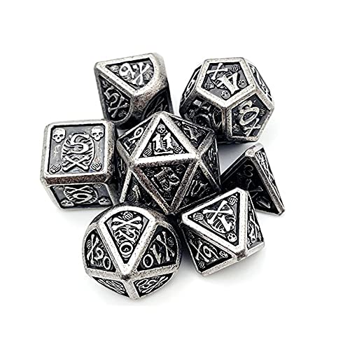 World of Dice Metall-Würfelset Skull - Pen & Paper Metallwürfel, W4, W6, W8, W10, W10.0, W12, W20, Rollenspiel-Würfel für Dungeons and Dragons von World of Dice