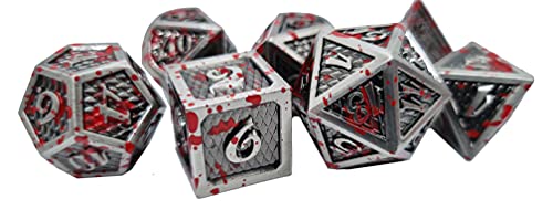 World of Dice Metallwürfel Dragonslayer - 7-teiliges polyedrisches Pen & Paper Würfelset, D4 bis D20, ideal für D&D, DSA, Cthulhu und viele weiteren Systeme (ohne Etui, Silber) von World of Dice