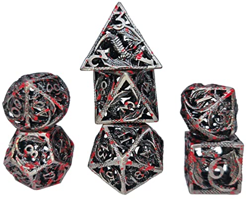 World of Dice - Nidhöggr-Serie - Premium Würfel für alle Pen & Paper RPG, edle Metallwürfel mit Drachen, Würfelset für D&D, DSA, und Co. (mit Aluminium-Etui, Bloodbath) von World of Dice