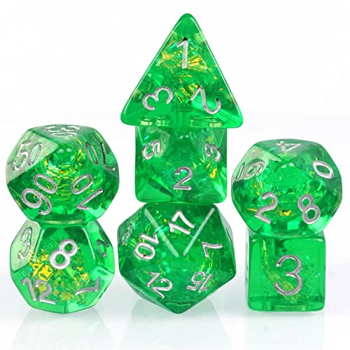 World of Dice - Psychodelic Serie - Hologramm-Elemente Würfelset - Ideal für Tabletop-RPG wie DND, DSA, Cthulhu und viele weitere Rollenspiele (Green) von World of Dice