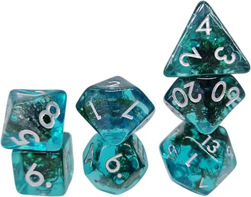 World of Dice - Seashore Edition - Pen and Paper Würfel Set, 7-teilig, Rollenspiel-Würfel aus Kunststoff, blau von World of Dice