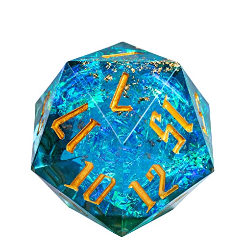 World of Dice - Spacebreaker D20 Würfel - 33mm Handgegossener Glitzerwürfel Perfekt für DND, DSA und andere Rollenspiele (Blue) von World of Dice