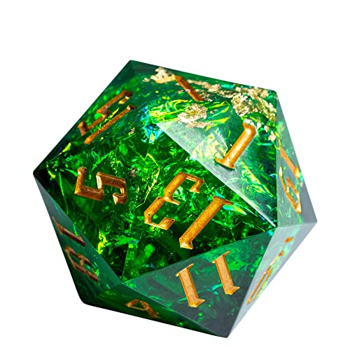 World of Dice - Spacebreaker D20 Würfel - 33mm Handgegossener Glitzerwürfel Perfekt für DND, DSA und andere Rollenspiele (Green) von World of Dice