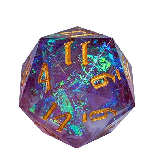 World of Dice - Spacebreaker D20 Würfel - 33mm Handgegossener Glitzerwürfel Perfekt für DND, DSA und andere Rollenspiele (Purple) von World of Dice