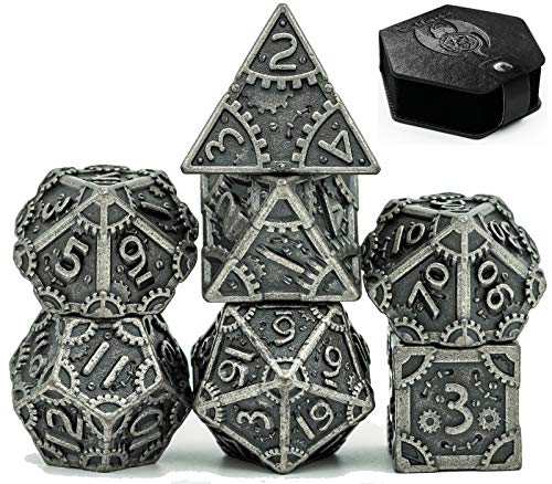 World of Dice Steampunk-Edition - Pen and Paper Würfel aus Metall, 7-teiliges Rollenspiel-Würfel-Set, ideal für Space 1889, Etherscope, Cyberpunk 2020, (Eisen) von World of Dice