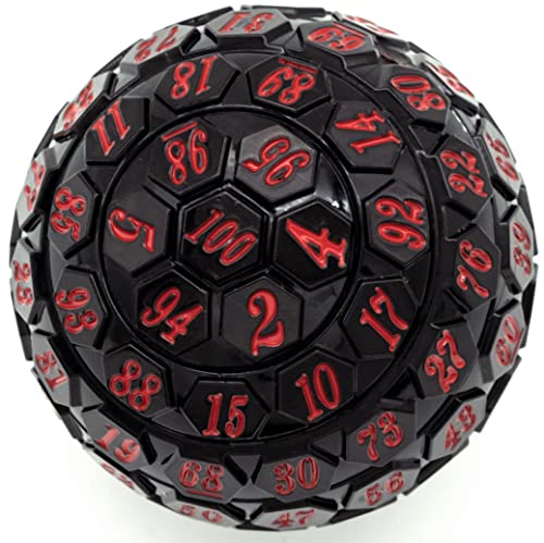 World of Dice - W100 / D100 Drachenei schwarz/rot - Großer, Schwerer Würfel mit eingestanzten, rot bemalten Ziffern - Perfekt für DND, DSA, Cthulhu und viele weitere Rollenspiele von World of Dice